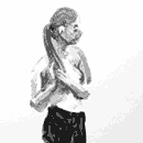 Nu au pantalon noir